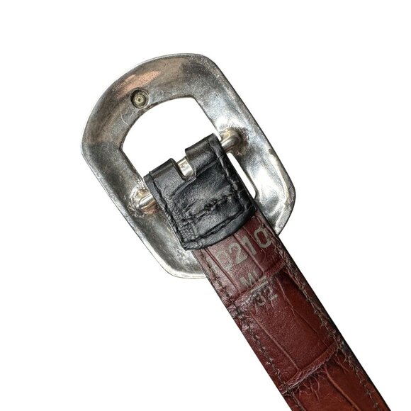 Vintage Brighton Marcus Reversible Belt Two-Tone Black Brown 40210 Size 34 Croc - Picture 8 of 9